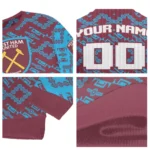 Customized West Ham United Lattice Gridwork Claret Sweater Best Selling