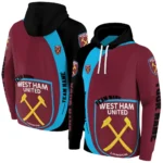 Customized West Ham United Minimalist Design Claret Black Hoodie Best Selling