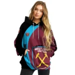 Customized West Ham United Minimalist Design Claret Black Hoodie Best Selling
