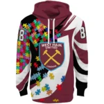 Customized West Ham United Puzzle Pieces Claret Hoodie Best Selling