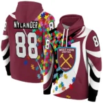 Customized West Ham United Puzzle Pieces Claret Hoodie Best Selling