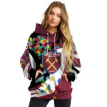 Customized West Ham United Puzzle Pieces Claret Hoodie Best Selling