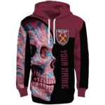 Customized West Ham United Skull Motif Claret Black Hoodie Best Selling