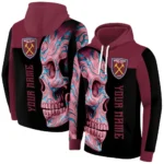 Customized West Ham United Skull Motif Claret Black Hoodie Best Selling