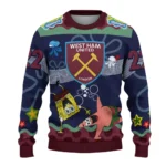 Customized West Ham United Spongebob Designs Blue Sweater Best Selling