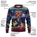 Customized West Ham United Spongebob Designs Blue Sweater Best Selling