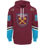 Customized West Ham United Striped Sleeves Claret Hoodie Best Selling