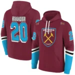 Customized West Ham United Striped Sleeves Claret Hoodie Best Selling