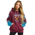 Customized West Ham United Striped Sleeves Claret Hoodie Best Selling