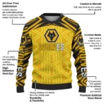 Customized Wolverhampton Wanderers Chevron Pattern Old Gold Sweater Best Selling