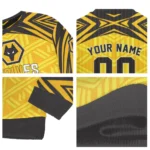 Customized Wolverhampton Wanderers Chevron Pattern Old Gold Sweater Best Selling