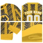 Customized Wolverhampton Wanderers Chevron Rows Old Gold Sweater Best Selling