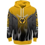 Customized Wolverhampton Wanderers Flame Design Old Gold Hoodie Best Selling