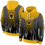 Customized Wolverhampton Wanderers Flame Design Old Gold Hoodie Best Selling