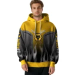 Customized Wolverhampton Wanderers Flame Design Old Gold Hoodie Best Selling