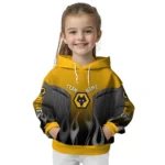 Customized Wolverhampton Wanderers Flame Design Old Gold Hoodie Best Selling