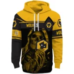 Customized Wolverhampton Wanderers Grim Reaper Old Gold Black Hoodie Best Selling