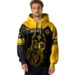 Customized Wolverhampton Wanderers Grim Reaper Old Gold Black Hoodie Best Selling