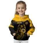 Customized Wolverhampton Wanderers Grim Reaper Old Gold Black Hoodie Best Selling