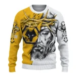 Customized Wolverhampton Wanderers Jesus Tears Old Gold White Sweater Best Selling