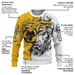 Customized Wolverhampton Wanderers Jesus Tears Old Gold White Sweater Best Selling