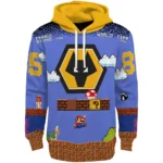 Customized Wolverhampton Wanderers Mario Blue Black Hoodie Best Selling