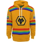 Customized Wolverhampton Wanderers Rainbow Stripes Old Gold Hoodie Best Selling