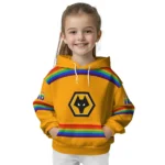 Customized Wolverhampton Wanderers Rainbow Stripes Old Gold Hoodie Best Selling