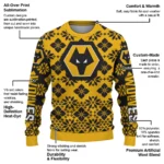 Customized Wolverhampton Wanderers Snowflake Matrix Old Gold Sweater Best Selling