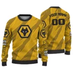 Customized Wolverhampton Wanderers Stripe Motion Old Gold Sweater Best Selling