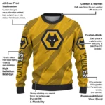 Customized Wolverhampton Wanderers Stripe Motion Old Gold Sweater Best Selling
