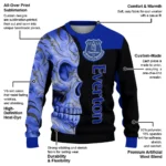 Everton Skull Swirl Royal Blue Black Sweater Best Selling