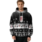 Fulham Reindeer Motif Black Hoodie Best Selling