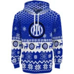 Inter Milan Reindeer Motif Blue Hoodie Best Selling