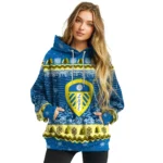 Leeds United Christmas Trees Blue Hoodie Best Selling
