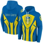Leeds United Concentric Lines Blue Hoodie Best Selling