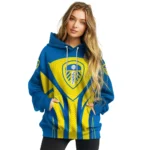 Leeds United Concentric Lines Blue Hoodie Best Selling