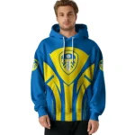 Leeds United Concentric Lines Blue Hoodie Best Selling