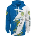 Leeds United Dynamic Slash Blue White Hoodie Best Selling
