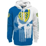 Leeds United Graphic Punisher Blue White Hoodie Best Selling