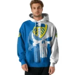Leeds United Graphic Punisher Blue White Hoodie Best Selling