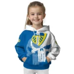 Leeds United Graphic Punisher Blue White Hoodie Best Selling