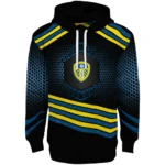 Leeds United Hexagonal Pattern Blue Black Hoodie Best Selling