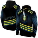 Leeds United Hexagonal Pattern Blue Black Hoodie Best Selling