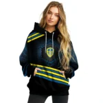Leeds United Hexagonal Pattern Blue Black Hoodie Best Selling