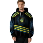 Leeds United Hexagonal Pattern Blue Black Hoodie Best Selling