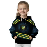 Leeds United Hexagonal Pattern Blue Black Hoodie Best Selling