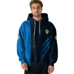 Leeds United Monogram Pattern Blue Hoodie Best Selling