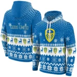 Leeds United Reindeer Motif Blue Hoodie Best Selling