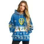 Leeds United Reindeer Motif Blue Hoodie Best Selling